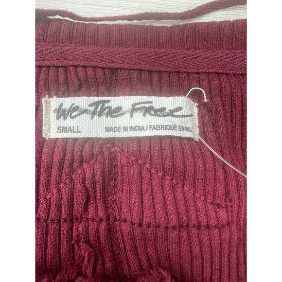 Free People We The Free Lyrical Flowy Tunic Top Ribbed Sleeves Burgundy Size S - Picture 12 of 15